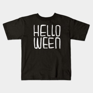 Funny Hello Ween Typography, Pun, Helloween for Halloween Kids T-Shirt